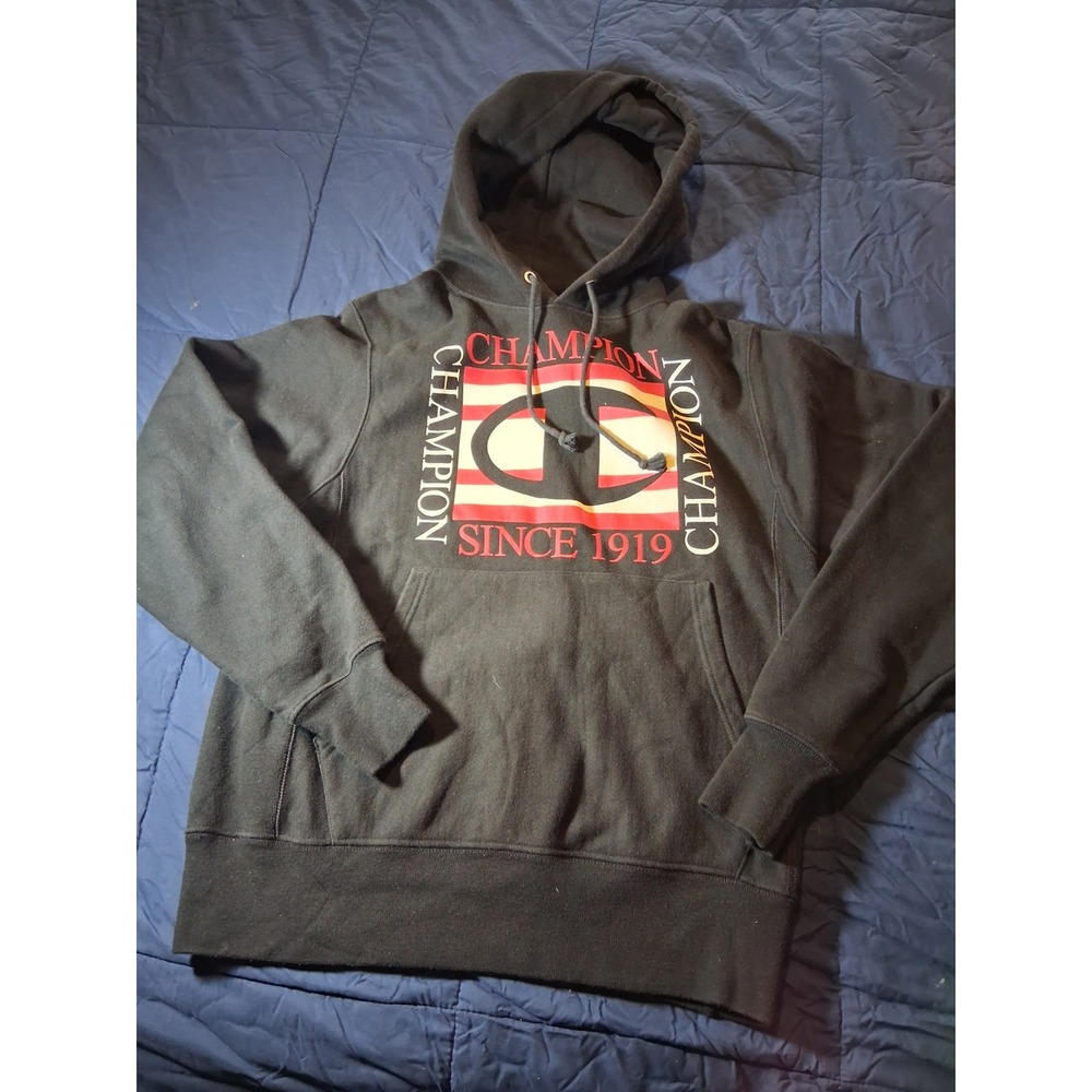 Champion Reverse Weave Hoodie Mens Small Black Heavyweight‎ Pullover Sweatshirt